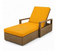 AZMAHT Cojín Tumbona: Cojines Tumbonas Jardín Exterior Impermeables, Colchoneta Tumbona Espuma 50D con 6 Cintas De Fijación, Funda Extraíble Lavable con Cremallera,Wheat Yellow,183x53x8cm