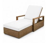 AZMAHT Cojín Tumbona: Cojines Tumbonas Jardín Exterior Impermeables, Colchoneta Tumbona Espuma 50D con 6 Cintas De Fijación, Funda Extraíble Lavable con Cremallera,Blanca,188x58x6cm