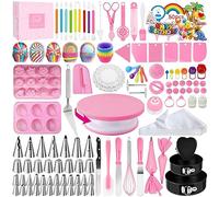 AZOMKER Pasteleria y Reposteria, Plato Giratorio para Tartas, Molde Tarta Desmontable, Boquillas Manga Pastelera, Kit Reposteria, Decoración de Pasteles (423Pcs)