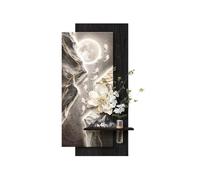 AZQOHMIS Decoración de Pared 3D con Luces LED, Moderno Paisaje de montaña con Textura de Arenisca, Arte Colgante sin Marco para Sala de Estar, Dormitorio, recibidor (Negro -b, 100x50cm/39.4x19.7in)