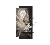 AZQOHMIS Decoración de Pared 3D con Luces LED, Paisaje de montaña Moderno con Textura de Arenisca, Arte Colgante sin Marco para Sala de Estar, Dormitorio, recibidor (Negro, 80x40cm/31.5x15.7in)