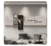 AZQOHMIS Decoración de Pared Horizontal de 2 Capas en Piedra Arenisca con jarrón y esferas 3D, Obra de Arte Grande para Sala de Estar, Comedor y Hotel (Gris, 59,1 x 25,6 Pulgadas).