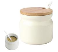 Azucarero con cuchara, 300 ml, olla de cerámica con tapa y cuchara, tarros de azúcar, especias, recipiente para cocina, casa, café, bar, azucarero, contenedor de azúcar moderno, contenedor de azúcar