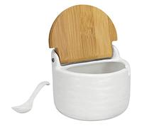 Azucarero con tapa y cuchara, bote de cerámica de 250 ml, tarro lavable, salero para especias, pimienta, hogar, cocina, blanco