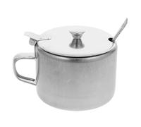 Azucarero Redondo de Acero Inoxidable con Tapa y Cuchara | Sal y Condimentos, con Asa, Organización en Encimera, Uso Doméstico y Servicio de Buffet