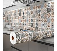 Azulejo 3D impermeable gabinete papel tapiz decoración del hogar muebles vinilo pared autoadhesivo PVC papel tapiz cocina armario puerta pegatina 01 20cmX10m
