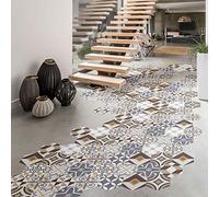 Azulejo de piso decorativo Hexagon Lilania de despegar y pegar, adhesivos removibles de despegar y pegar, adhesivo impermeable antideslizante - H40 x L90 cm - 10 adhesivos de 20 x 18 cm