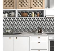 Azulejos Adhesivos Blanco Negro Clásico Vinilos Cocina Azulejos Antisalpicaduras Rollos Adhesivos para Azulejos de Cocina Vinilos de Pared Decorativos Vinilos Baño Vinilos Decorativos 10x10cm