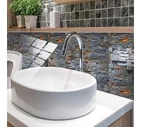 Azulejos Adhesivos Cocina 10x20 cm Ladrillo Azul Gris Vinilos Baño Azulejos Impermeable Azulejos Adhesivos Baño Vinilo Pared Decoración de Muebles Azulejos Adhesivos (48 Piezas)