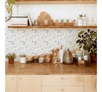 Azulejos Adhesivos Cocina 15X15 Flores Y Hojas Vinilos para la Cocina Azulejos Adhesivos Azulejos Baño 3D Losetas Vinilo para Paredes,Pegatina de Pvc para Decorar Azulejos Muebles