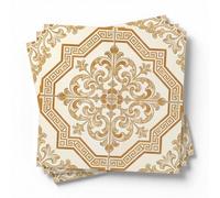 Azulejos Adhesivos Cocina Bohemia Naranja Retro Vinilo Cocina Impermeables Azulejos Adhesivos Baño Decoración Fáciles de Limpiar Baldosas Adhesivas Pared 20x20 cm/ 5 pcs
