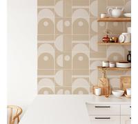 Azulejos Adhesivos Cocina Círculo Beige Baldosas Adhesivas Pared Gabinete Muebles Baño Autoadhesivo Impermeable PVC Hogar Decoración Vinilo Pared Cocina 20x20cm/20 piezas
