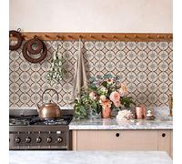 Azulejos Adhesivos Cocina Floral Marrón Elegante Azulejos Adhesivos Baño Impermeables Baldosas Adhesivas Pared para Gabinete Muebles Decoración Vinilo Adhesivo Pared Cocina 20x20cm /36 Piezas
