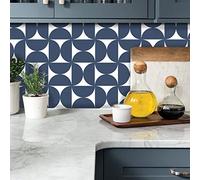 Azulejos Adhesivos Cocina Geometría Azul Retro Azulejos Adhesivos Baño Impermeables Baldosas Adhesivas Pared para Gabinete Muebles Decoración Vinilo Adhesivo Pared Cocina 20x20cm /24 Piezas
