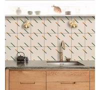 Azulejos Adhesivos Cocina Línea Verde Naranja Azulejos Adhesivos Baño Impermeables Baldosas Adhesivas Pared para Gabinete Muebles Decoración Vinilo Adhesivo Pared Cocina 20x20cm /24 Piezas