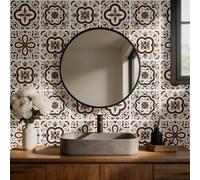 Azulejos Adhesivos Cocina Marruecos Gris Naranja Azulejos Adhesivos Baño Impermeables Baldosas Adhesivas Pared para Gabinete Muebles Decoración Vinilo Adhesivo Pared Cocina 30x30 cm /10 Piezas