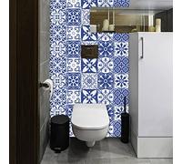 Azulejos Adhesivos Flores Azules Y Blancas Vinilos Cocina Azulejos PVC Vinilos para Baños Impermeable Vinilos de Pared Decorativos Antisalpicaduras Vinilos Decorativos 15x15cm/10 Pcs