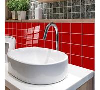 Azulejos Adhesivos Rojo Vinilos Cocina Azulejos PVC Vinilos para Baños Impermeable Vinilos de Pared Decorativos Antisalpicaduras Vinilos Decorativos 10x10cm/10 Pcs