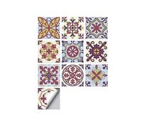 Azulejos vintage autoadhesivos Wal, Adhesivos de pared de azulejos retro multicolor 10-20 cm 10 piezas(Color 21,20cmX20cmX10pcs)