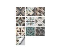 Azulejos vintage autoadhesivos Wal, Adhesivos de pared de azulejos retro multicolor 10-20 cm 10 piezas(Color 12,20cmX20cmX10pcs)