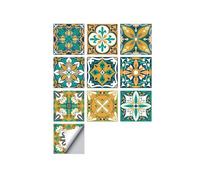 Azulejos vintage autoadhesivos Wal, Adhesivos de pared de azulejos retro multicolor 10-20 cm 10 piezas(Color 8,20cmX20cmX10pcs)