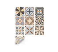 Azulejos vintage autoadhesivos Wal, Adhesivos de pared de azulejos retro multicolor 10-20 cm 10 piezas(Color 28,20cmX20cmX10pcs)
