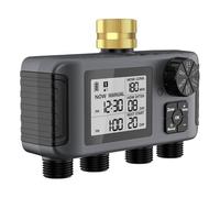 Azxcvbnm Aspersor de 4 zonas, temporizador con conector de latón, controlador de riego automático, resistente al agua