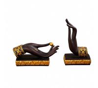B Baosity 2 Piezas Figura Mano Resina con Base Negra Elegante Escultura Mano con talles Dorados Dorada Escultura Resina para Muebles Auxiliares
