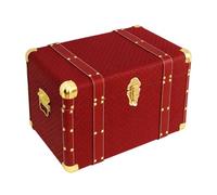B Baosity Baúl Decorativo PU Compacto Arcón con Asa Transporte Fácil Limpiar Baúl con Cierre Frontal Metálico para Vestidor, Vehículo, Rojo