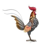 B Baosity Figura de Gallo Decorativa Estatua Escultura Adorno de Mesa en Metal con Acabado Forja Filigrana Hueca y Cresta Texturizada con Plumas Superpuestas, Dorado, Ligero Lujo