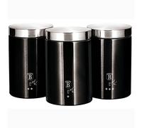 B BERLINGER HAUS BERLINGERHAUS PROFESSIONAL PRECISION Black Silver Juego de 3 Botes Cocina Almacenaje de Acero Inoxidable Resistente, Ø11 x 17,8 cm, Para Guardar Té,Café y Azúcar,Negro Metalizado/Inox