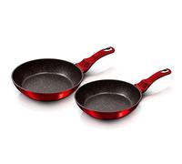 Berlinger Haus Burgundy Set 2 Sartenes 22 - 26cm, Inducción, Aluminio Forjado, Antiadherente Ecológico Mármol sin PFOA, , Rojo