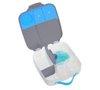 b.box Caja de almuerzo para niños, caja de bento, 4 compartimentos (2 impermeables), gran tamaño para grandes apetitos, niños de 3 años o más (pizarra azul, capacidad de 2 l)