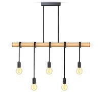 B.K.Licht 5 llama lámpara colgante I metal y madera I E27 I negro mate I lámpara colgante vintage I retro I sin bombilla