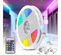 B.K.Licht 5m Tira de luz LED I 150 LED RGB I Mando a distancia I 24W I autoadhesiva I iluminación ambiental
