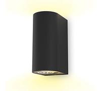 B.K.Licht - Aplique de pared con bombillas GU10 LED para interiores y exteriores de luz blanca cálida, con índice de protección IP44, 2 x 5 W, 800 lúmenes, 3000K, color negro