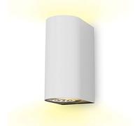 B.K.Licht - Aplique de pared con bombillas GU10 LED para interiores y exteriores de luz blanca cálida, con índice de protección IP44, 2 x 5 W, 400 lúmenes, 3000K, color blanco