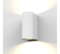 B.K.Licht - Aplique de pared con bombillas GU10 LED para interiores y exteriores de luz blanca cálida, con índice de protección IP44, 2 x 5 W, 400 lúmenes, 3000K, color blanco (Paquete de 6)
