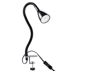 B.K.Licht - Flexo LED con pinza, para escritorio, luz de lectura con iluminación regulable de 3 niveles, 5 W, 230 V y 400 lúmenes, índice de protección IP20, color negro