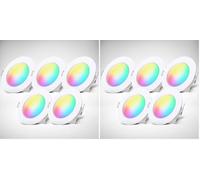 B.K.Licht I 5er Set RGBW Luces empotradas en el baño LED I Foco empotrado en el baño de color I Mando a distancia I Taladro de Ø70 mm I Regulable I 92x45 (DxH) I Blanco (Paquete de 2)