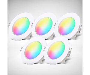 B.K.Licht I 5er Set RGBW Luces empotradas en el baño LED I Foco empotrado en el baño de color I Mando a distancia I Taladro de Ø70 mm I Regulable I 92x45 (DxH) I Blanco