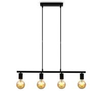 B.K.Licht I Lámpara de suspensión I Vintage I Retro I Negro mate I 4 llamas I Toma E27 I 120x75cm (HxW) I sin bombilla I Lámpara de suspensión I Lámpara de techo