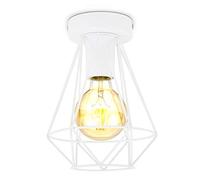 B.K.Licht I Lámpara de techo de alambre I 1-flame I E27 I Vintage I 165 mm de diámetro I Blanco I sin bombilla