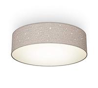 B.K.Licht I Lámpara de techo de tela I 38 cm I gris topo I 2 luces E27 I cielo estrellado textil I lámpara de dormitorio I pantalla textil I sin bombilla