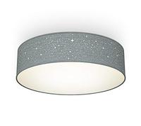 B.K.Licht I lámpara de techo I lámpara de techo de tela redonda I lámpara de estrella I lámpara de dormitorio I pantalla textil I E27 I 2-flame I Ø38cm I gris I sin bombilla