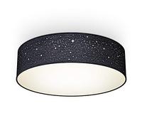 B.K.Licht I lámpara de techo I lámpara de techo de tela redonda I lámpara de estrella I lámpara de dormitorio I pantalla textil I E27 I 2-flame I Ø38cm I negro I sin bombilla