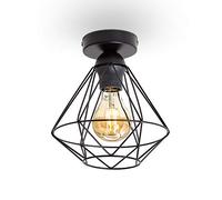 B.K.Licht I lámpara de techo I lámpara retro wire I 1-flame I E27 socket max. 40 Watt I vintage I steel I black I Ø220mm