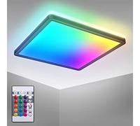 B.K.Licht I Lámpara de techo LED RGB I Panel LED ultra plano I Cambio de color I Lámpara de techo RGBW regulable I Iluminación indirecta I Mando a distancia I Negro