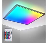 B.K.Licht I Lámpara de techo LED RGB I Panel LED ultra plano I Cambio de color I Lámpara de techo RGBW regulable I Iluminación indirecta I Mando a distancia I Negro