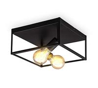 B.K.Licht I Lámpara de techo tipo jaula de 2 llamas I casquillo E27 I metal I negro mate I jaula I lámpara de techo